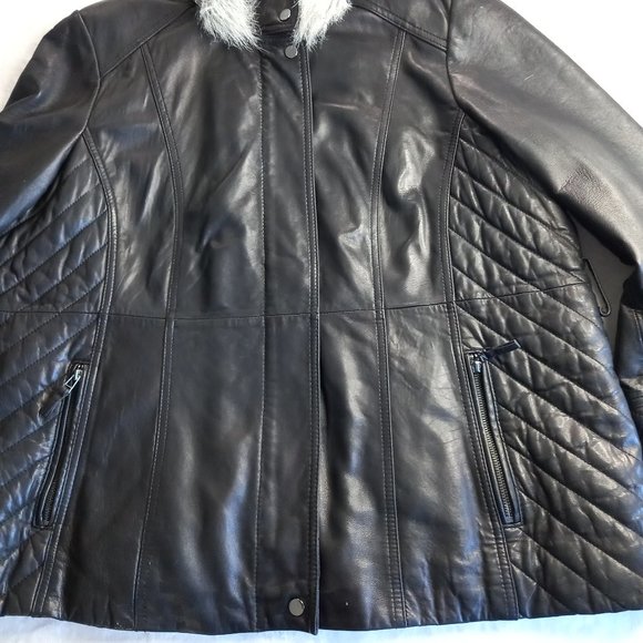 Wilsons Dark Brown Leather Hooded Winter Jacket Coat (3X) - Picture 8 of 14